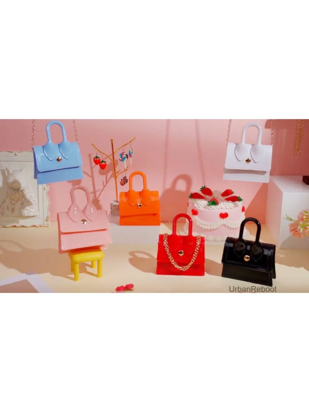 Mini Purse Set 6 Pcs PVC Crossbody Handbag Toddler Girls Party Favors